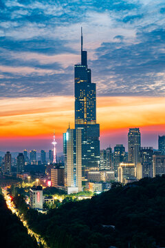 南京城市天际线夜景