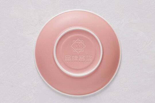 粉色盘子底部Logo印字样机