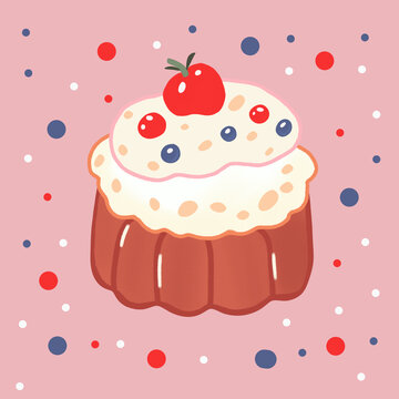 甜品美食蛋糕图案印花素材
