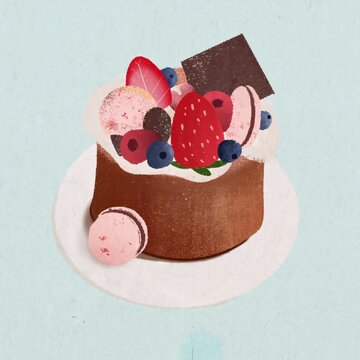 马卡龙草莓蛋糕