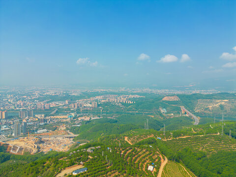 航拍西双版纳景洪市城市风光