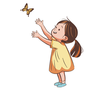抓蝴蝶的小女孩