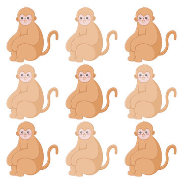 卡通可爱猴子印花图案