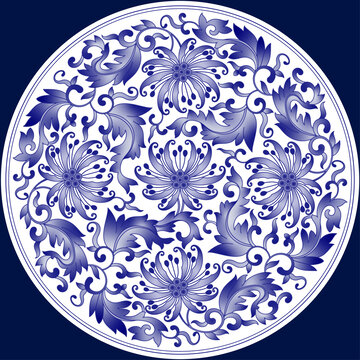 青花番莲纹
