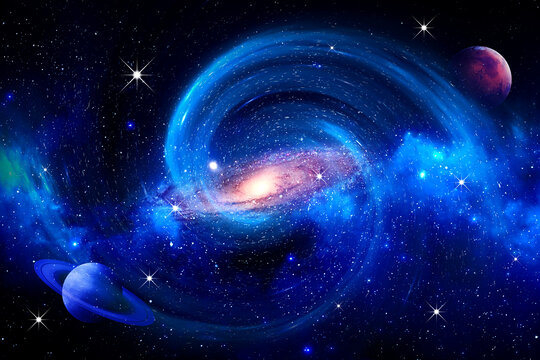 蓝色唯美星空星球天花板软膜顶