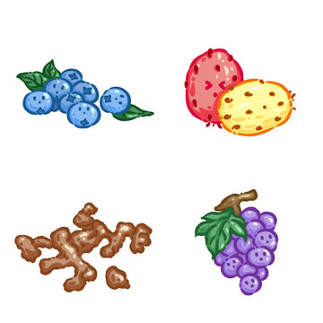 Q版水果蓝莓仙人掌果拐枣葡萄