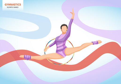 运动会体操运动员比赛矢量插画