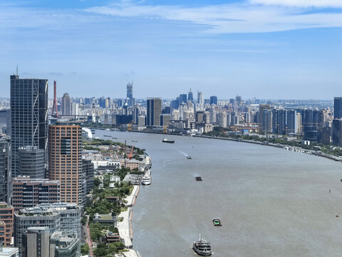 上海北外滩俯拍浦江两岸风光