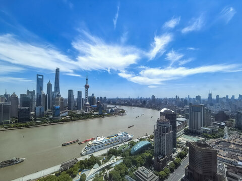 上海北外滩俯拍浦江两岸风光