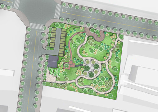 小清新游园规划设计彩色平面图
