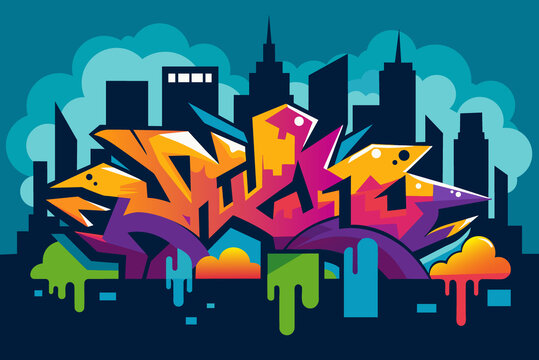 涂鸦城市街头艺术嘻哈复古背景墙