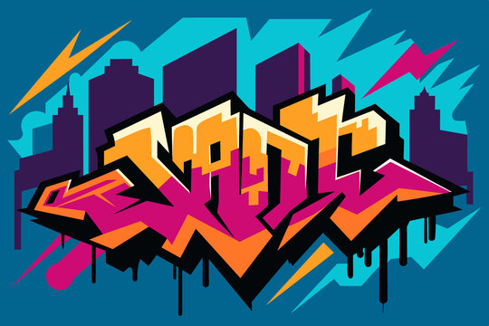 手绘复古城市街头艺术嘻哈涂鸦墙