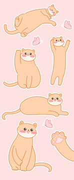 可爱橘色猫咪贴纸图案