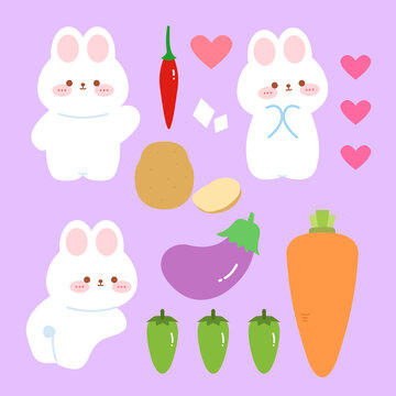 小兔子蔬菜贴纸