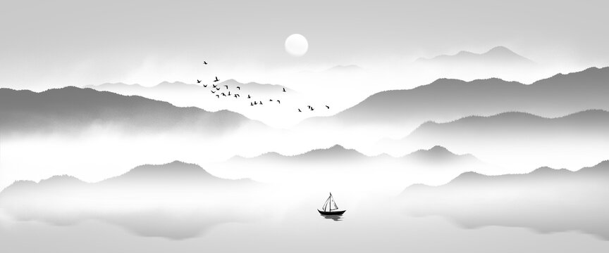 水墨山水画