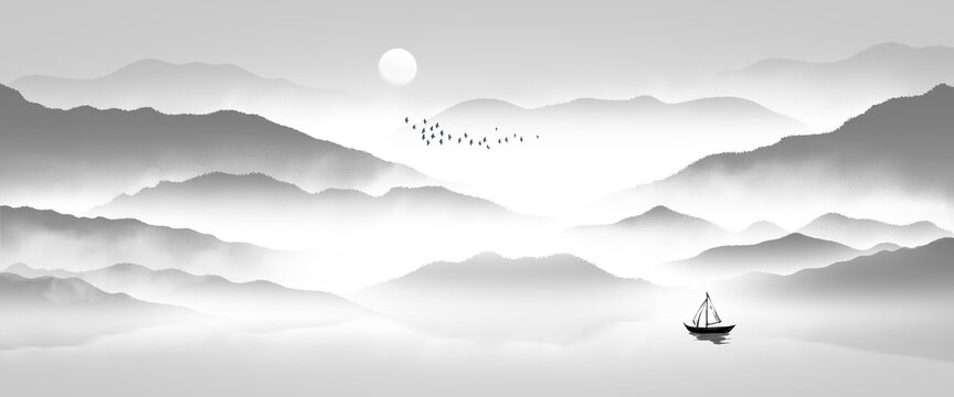 水墨山水画