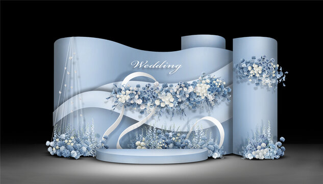极简蓝色婚礼效果图设计