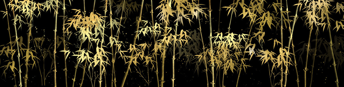 巨幅金色竹子背景墙