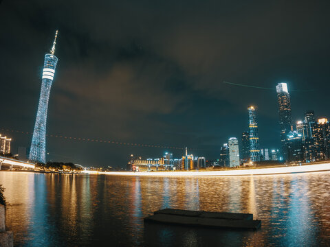 广州夜景广州塔东塔西塔城市