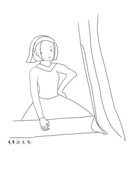 手绘漫画插画阳光从窗户进入