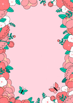 鲜花插画背景竖版
