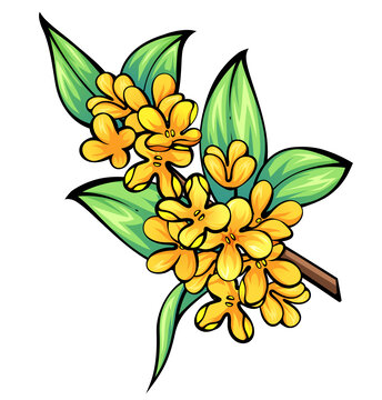 中秋节桂花国潮插画