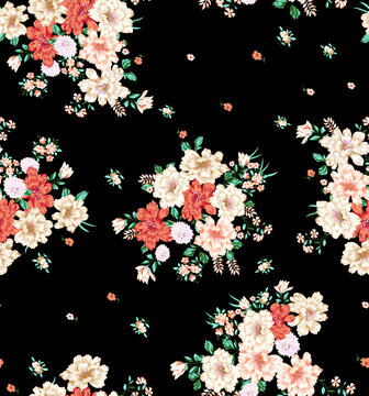 黑底线条花朵