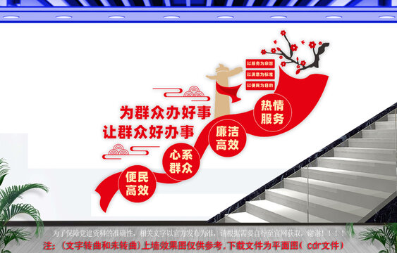 便民服务中心楼梯文化墙