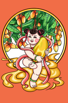 芒果插画