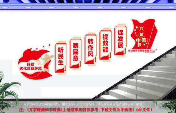 持续优化营商环境楼梯文化墙