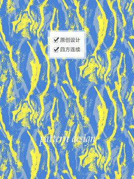 蓝黄色印花图案