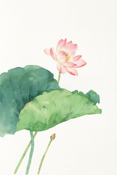 水彩画荷花