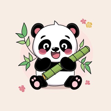 可爱熊猫印花