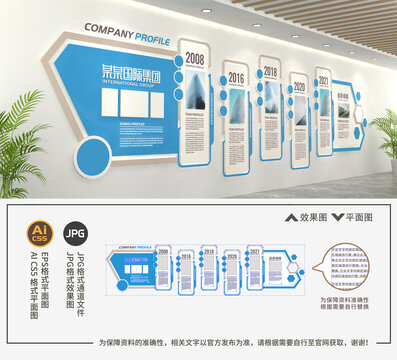 蓝色科技企业公司文化墙