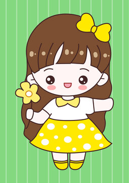 可爱简笔画女孩