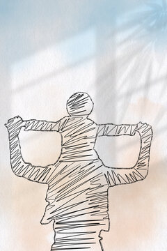 父亲节孩子坐在爸爸肩上插画