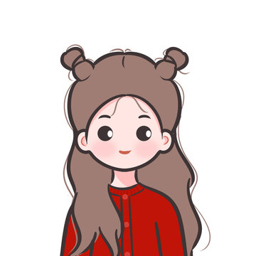 手绘Q版可爱女生头像插画