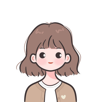 可爱手绘短发女生头像