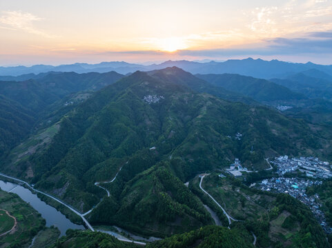 安徽石潭风景区日落晚霞