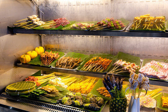 烧烤烤串食材展示