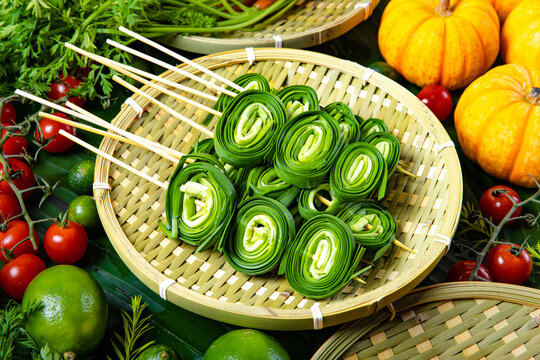 韭菜卷烤串