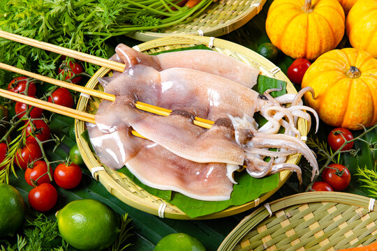 大鱿鱼烤串食材