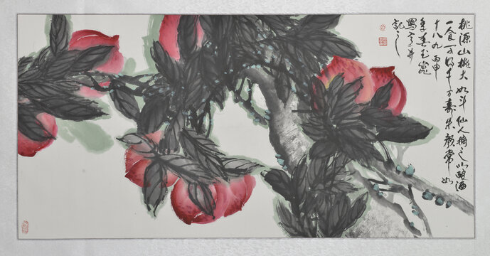 桃李满天下手绘水墨画