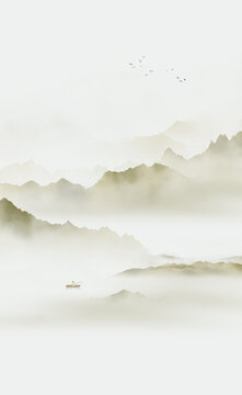 极简水墨山水