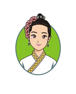 卡通傣族古装美女头像矢量图