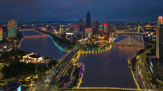 宁波大运河三江口夜景