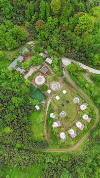 户外休闲度假露营地航拍