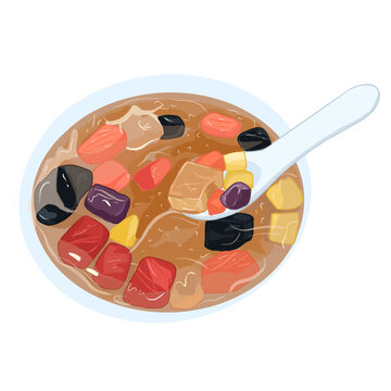 国风手绘泉州美食四果汤