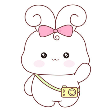 卡通兔子打招呼