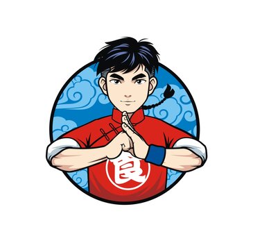 卡通帅气功夫小子头像矢量图